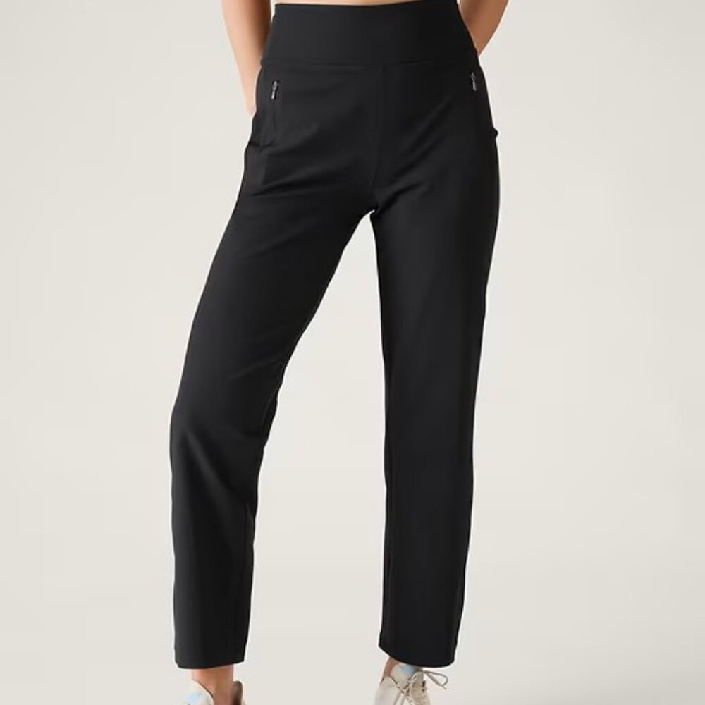 Athleta Fairway High Rise Golf Pant Black‎ Women's Size 6P Straight Leg